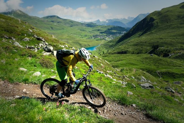 alpine downhill mountainbiking in the région of lenzerheide, arosa, switzerland, europe alpine downhill mountainbiking in the région of lenzerheide, arosa, switzerland, europe